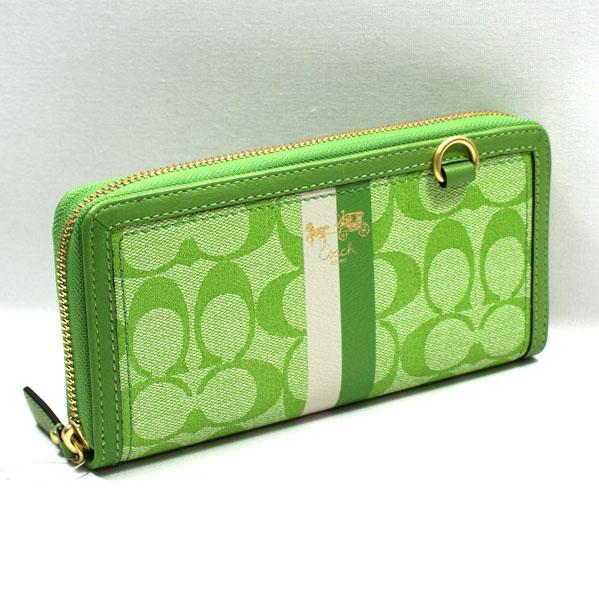 Coach Heritage Signature Zip Green Wallet 42380 Coach 42380