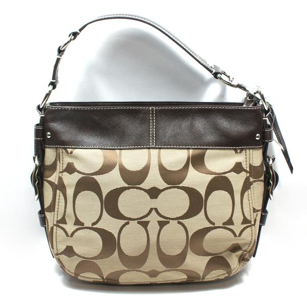 Coach Black/Grey Signature Canvas and Leather Zoe Hobo Coach