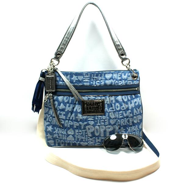 Coach Poppy Denim Wordblock Hippie Shoulder Bag #16989 | Coach 16989