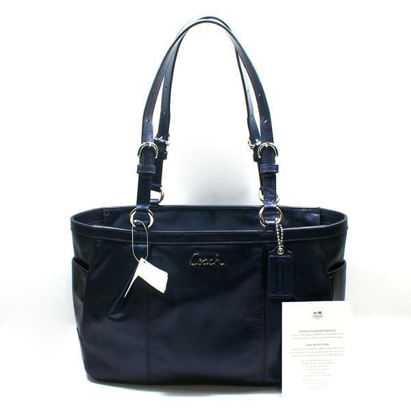 Home Coach Gallery Leather East Meet West Tote Bag Navy