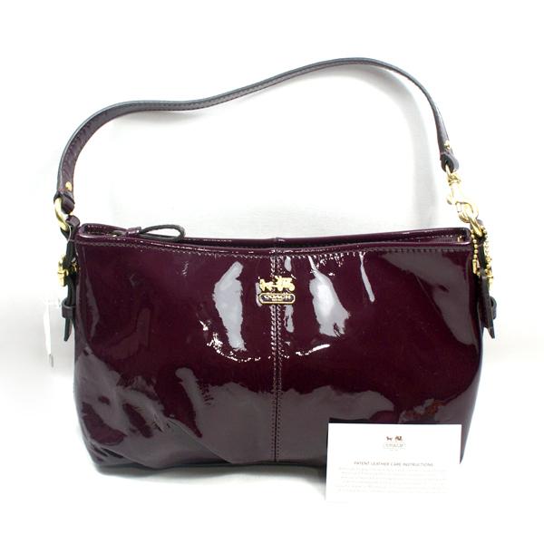 Coach Madison Patent Leather Demi Small Handbag Pouch Plum #46619 ...