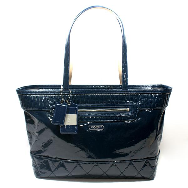 Coach Poppy Liquid Gloss Navy Tote Coach