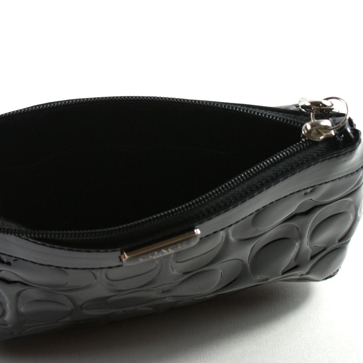 black leather wristlet purse