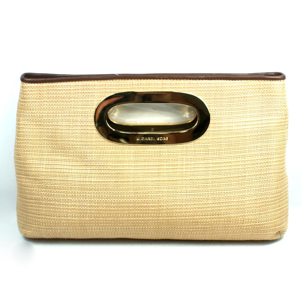 Michael Kors Berkley Natural Soft Straw Clutch 30S2GBKC3W Michael