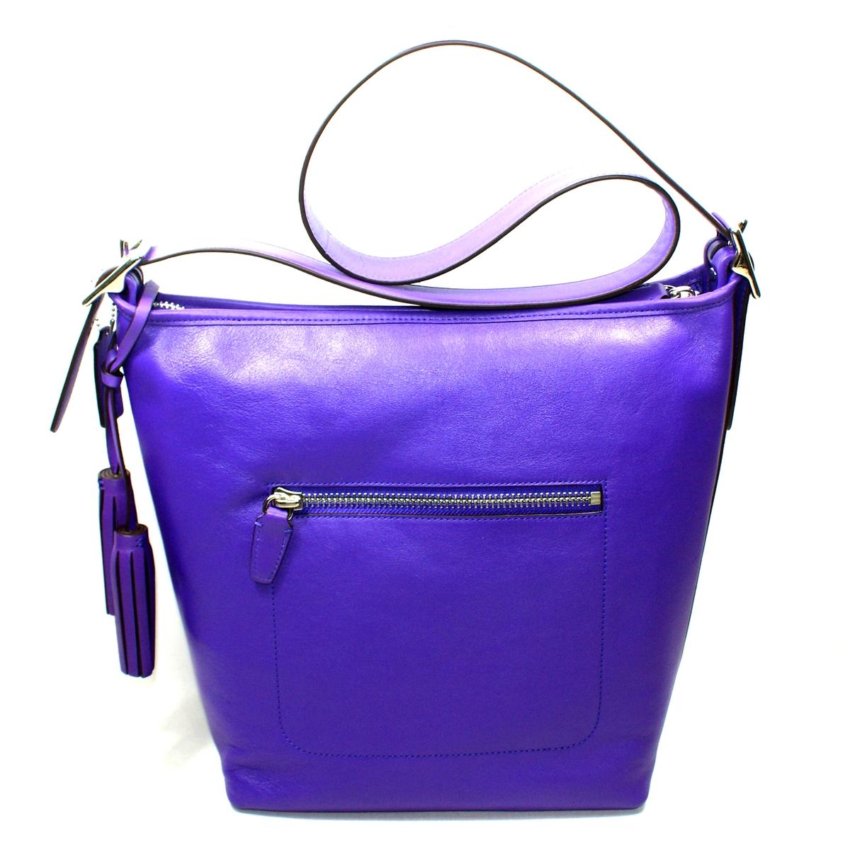 Coach, Bags, Coach Penny Legacy Small Purse Ultraviolet Leather Cross  Body Bag