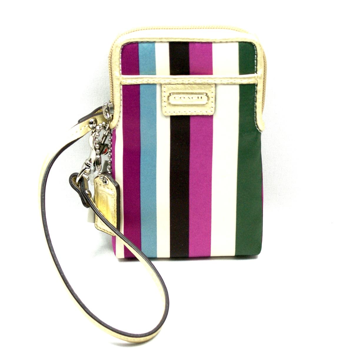 coach legacy stripe wristlet