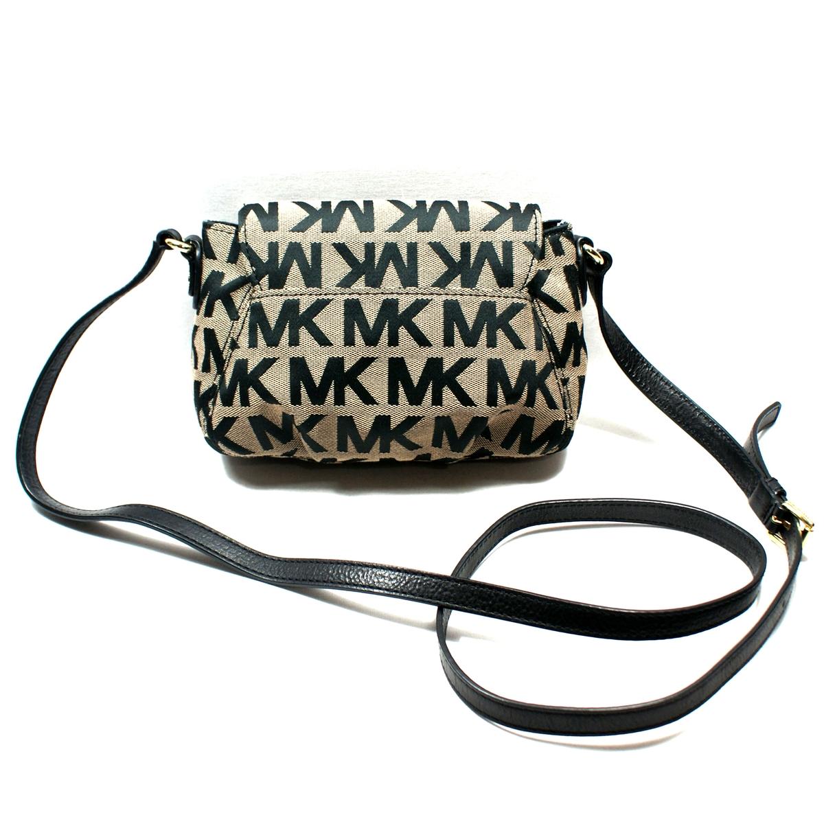 Home Michael Kors MK Logo Jacquard Small Swing Cross Body Bag Black