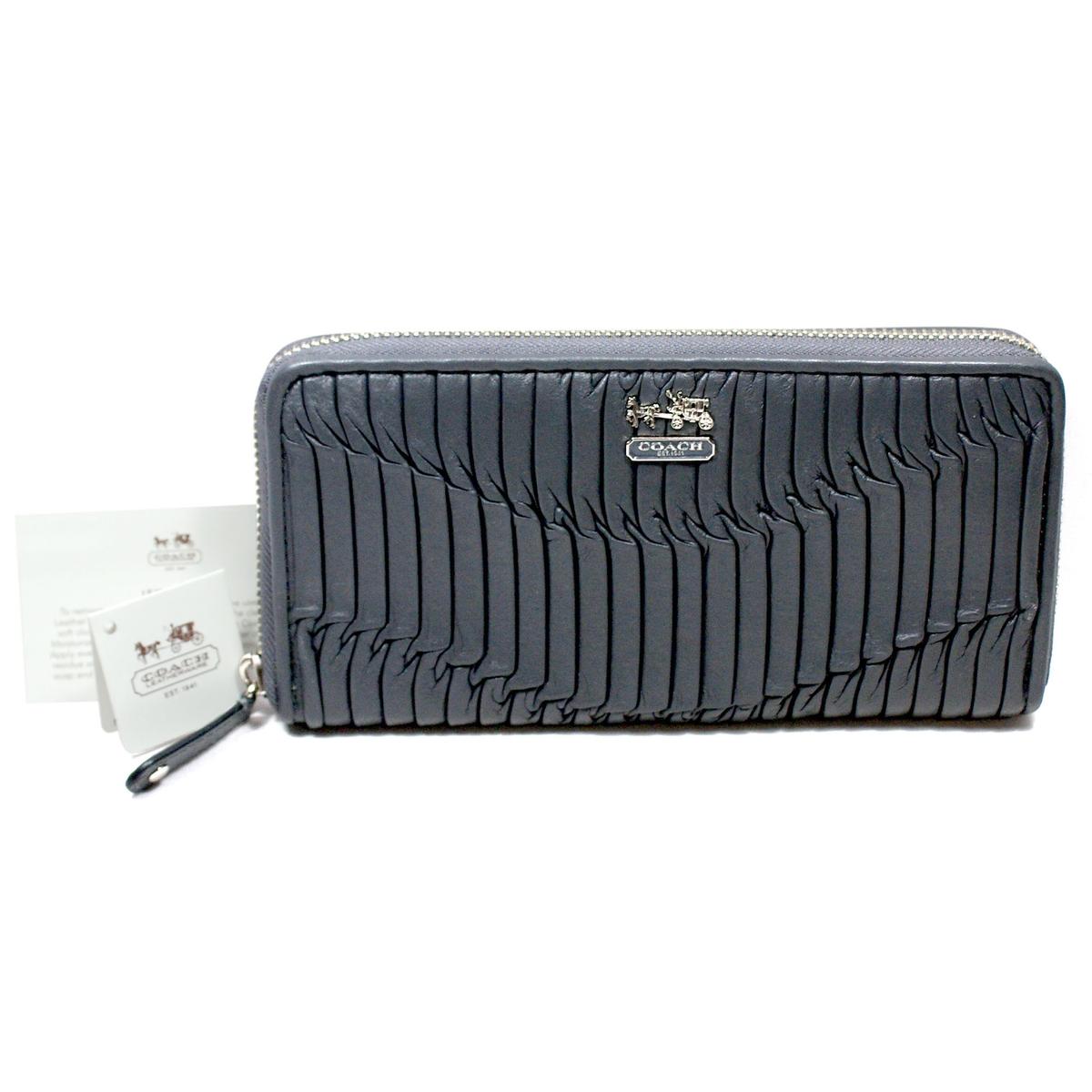 Coach Madison Gathered Leather Zip Around Wallet Clutch Graphite