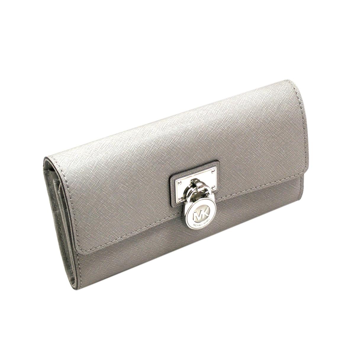 Michael Kors Hamilton Genuine Leather Large Flap Wallet/ Clutch Pearl Grey #32T2SHMF3Y | Michael ...