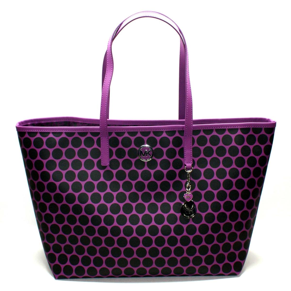 Michael Kors Kiki Printed Dot PVC Medium Tote Pomergrenate #30F3KIT2R