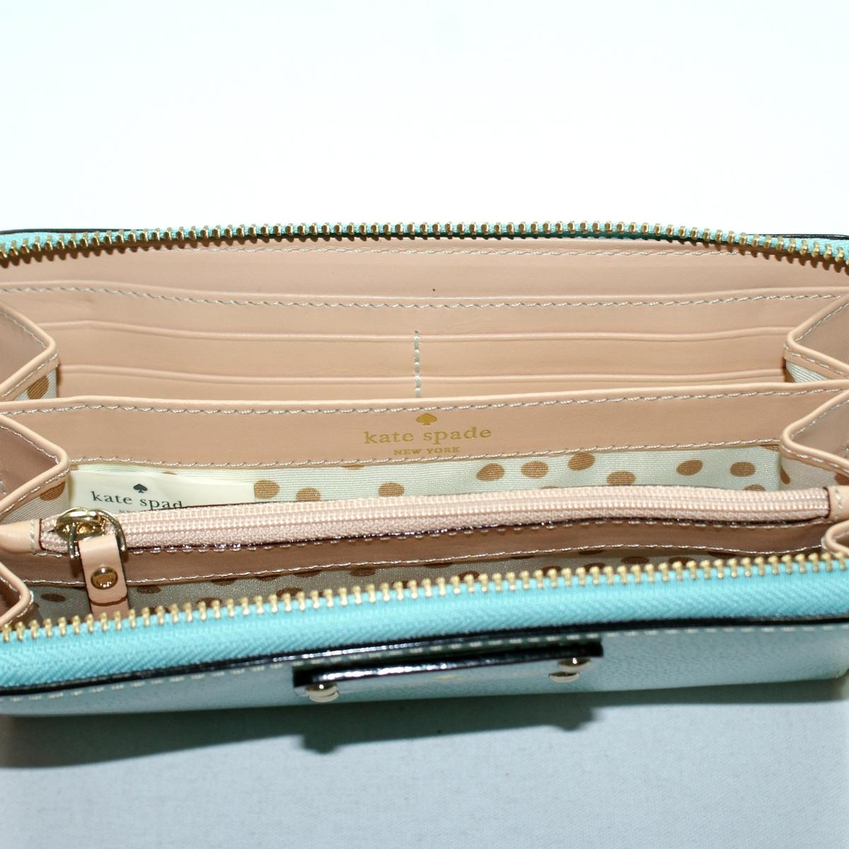 Kate Spade teal/ Robin's egg blue shoulder purse with matching zip around  wallet