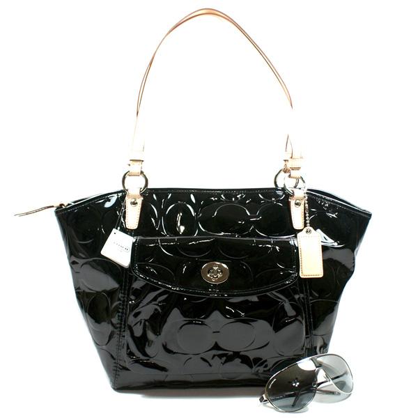 black patent coach purse