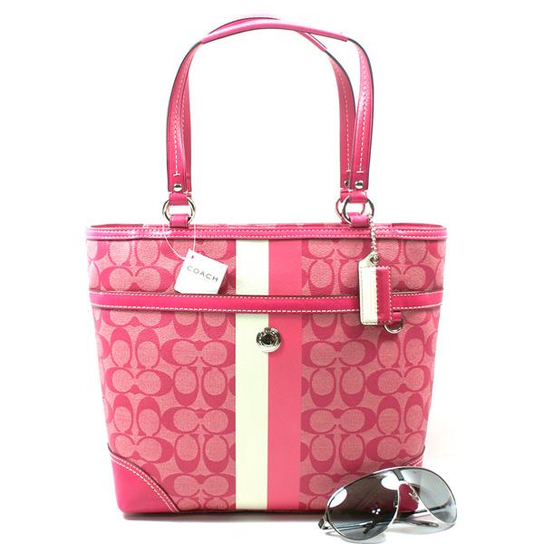 coach signature tote pink