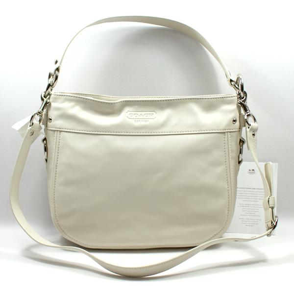 Coach Zoe Hobo F14707 Ivory/Pearl Leather Bag With Silver Hardware